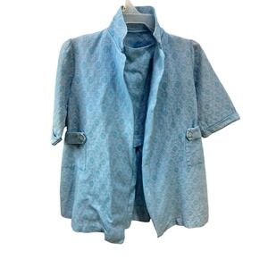 VTG Kids‎ Blue Textured Brocade Dress & Blazer Coat Set Girl 5-6 years handmade